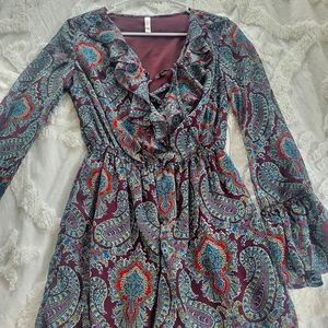 Exhilaration dress floral print xs long sleeve